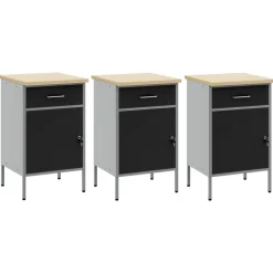 vidaXL Werk kast met lade 3 st Zwart en Grijs 150 x 55 x 85 cm