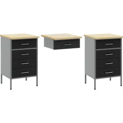 vidaXL Werk kast met lade 7 st Zwart Engineered hout en staal