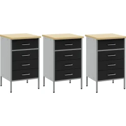 vidaXL Werk kast met lade 3 st Zwart en Grijs 150 x 55 x 85 cm