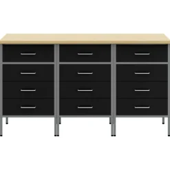 vidaXL Werk kast met lade 3 st Zwart en Grijs 150 x 55 x 85 cm