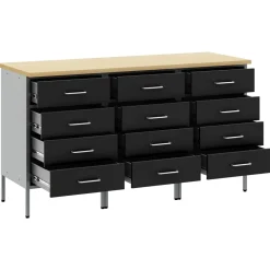 vidaXL Werk kast met lade 3 st Zwart en Grijs 150 x 55 x 85 cm
