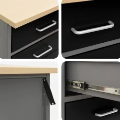 vidaXL Werk kast met lade 3 st Zwart en Grijs 150 x 55 x 85 cm