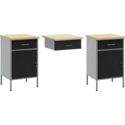 vidaXL Werk kast met lade 10 st Zwart Engineered hout en staal