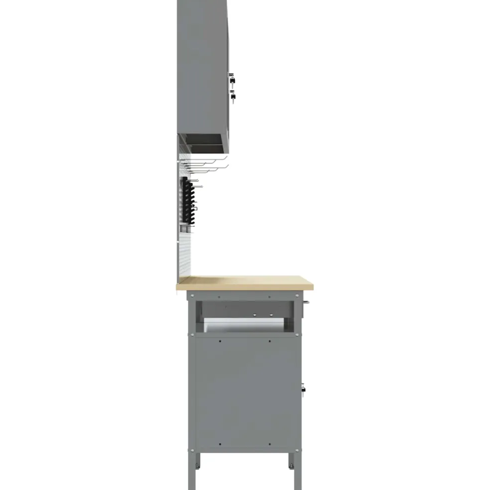 vidaXL Werk kast met lade 10 st Zwart Engineered hout en staal