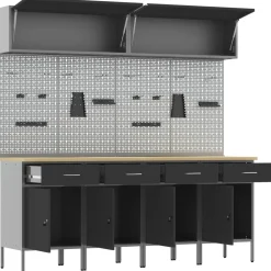 vidaXL Werkkast set met lade met opslag met slot 10 st Zwart