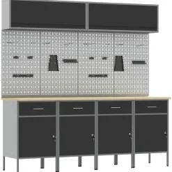vidaXL Werkkast set met lade met opslag met slot 10 st Zwart