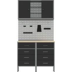 vidaXL Werkkast set met lade met plank met opslag 5 st Zwart