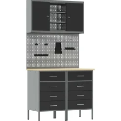 vidaXL Werkkast set met lade met plank met opslag 5 st Zwart