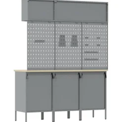 vidaXL Werkkast set met lade met opslag met slot 8 st Zwart