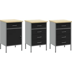vidaXL Werkkast set met lade met opslag met slot 8 st Zwart