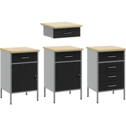vidaXL Werkkast set met lade met opslag met slot 10 st Zwart