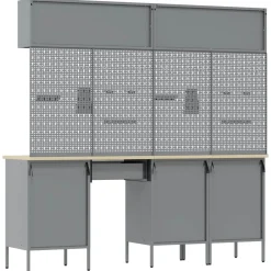 vidaXL Werkkast set met lade met opslag met slot 10 st Zwart