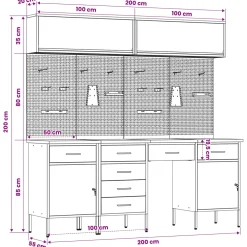 vidaXL Werkkast set met lade met opslag met slot 10 st Zwart