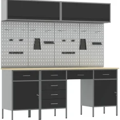 vidaXL Werkkast set met lade met opslag met slot 10 st Zwart