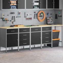 vidaXL Werkkast set met lade met opslag met slot 5 st Zwart