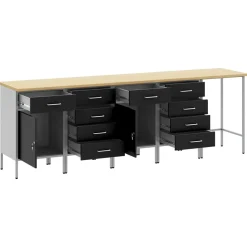 vidaXL Werkkast set met lade met opslag met slot 5 st Zwart