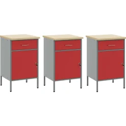 vidaXL Werkkast set 8 st Rood Poedergecoat staal en gefabriceerd hout