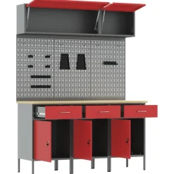 vidaXL Werkkast set 8 st Rood Poedergecoat staal en gefabriceerd hout
