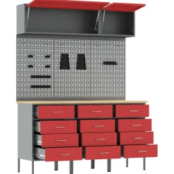 vidaXL Werkkast set 8 st Rood Poedergecoat staal en gefabriceerd hout