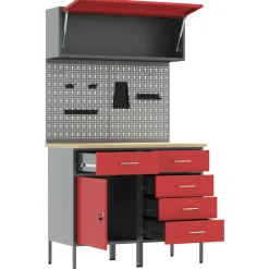 vidaXL Werkkast set 5 st Rood Poedergecoat staal en gefabriceerd hout