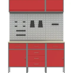 vidaXL Werkkast set 8 st Rood Poedergecoat staal en gefabriceerd hout