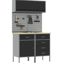 vidaXL Werkkast set 5 st Zwart Poedergecoat staal en gefabriceerd hout