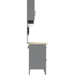 vidaXL Werk kast 10 st Zwart en Grijs Engineered hout en staal