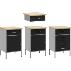 vidaXL Werk kast 10 st Zwart en Grijs Engineered hout en staal