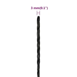 vidaXL Werktouw 3 mm 25 m polypropeen zwart