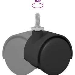 vidaXL Wielen 2 st Zwart 40,1 x 37,8 mm PP en IJzer
