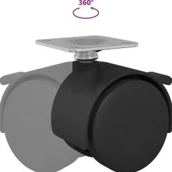 vidaXL Wiel 2 st Zwart 39,5 x 39,5 x 37,8 mm IJzer en Polypropyleen