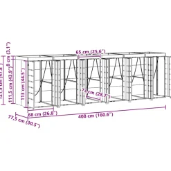 vidaXL Wieltjesbakopslag voor 6 bakken Antraciet 408 x 77,5 x 121,5 cm