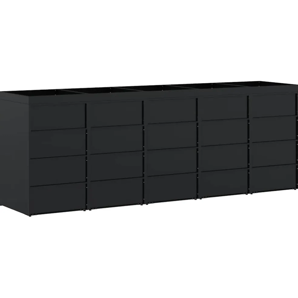 vidaXL Wieltjesbakopslag voor 5 bakken Zwart 340 x 77,5 x 121,5 cm