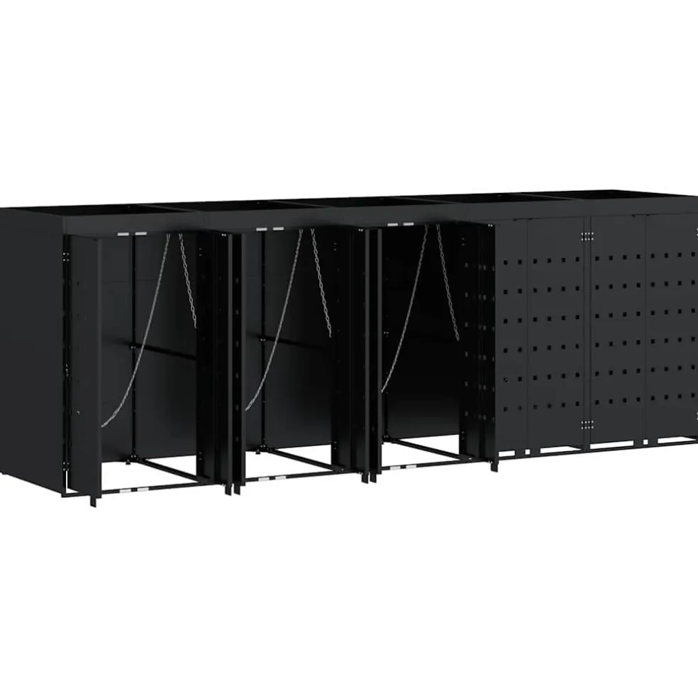 vidaXL Wieltjesbakopslag voor 5 bakken Zwart 340 x 77,5 x 121,5 cm