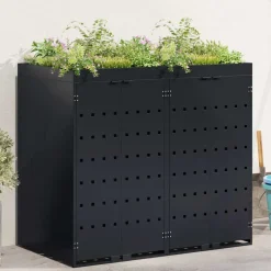 vidaXL Wieltjesbakopslag voor 2 bakken Zwart 136 x 77,5 x 121,5 cm
