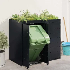 vidaXL Wieltjesbakopslag voor 2 bakken Zwart 136 x 77,5 x 121,5 cm