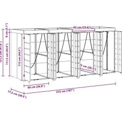 vidaXL Wieltjesbakopslag voor 4 bakken Antraciet 272 x 77,5 x 121,5 cm