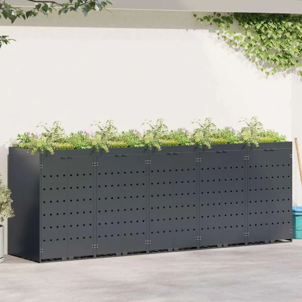 vidaXL Wieltjesbakopslag voor 5 bakken Antraciet 340 x 77,5 x 121,5 cm