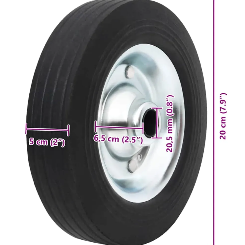 vidaXL Wiel voor stuurwiel Ø20x5 cm massief rubber en staal