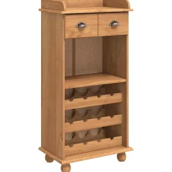 vidaXL Wijnkast ASKIM Honing Wax 57 x 37 x 114 cm Massief grenenhout