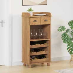 vidaXL Wijnkast ASKIM Honing Wax 57 x 37 x 114 cm Massief grenenhout