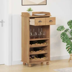 vidaXL Wijnkast ASKIM Honing Wax 57 x 37 x 114 cm Massief grenenhout