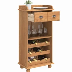 vidaXL Wijnkast ASKIM Honing Wax 57 x 37 x 114 cm Massief grenenhout