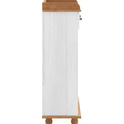 vidaXL Wijnkast ASKIM Wit met Honingtopp 57 x 37 x 114 cm