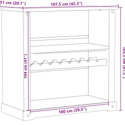 vidaXL Wijnkast Corona 107,5x51x105,5 cm massief grenenhout