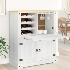 vidaXL Wijnkast Wit 97 x 45 x 114 cm Massief grenenhout