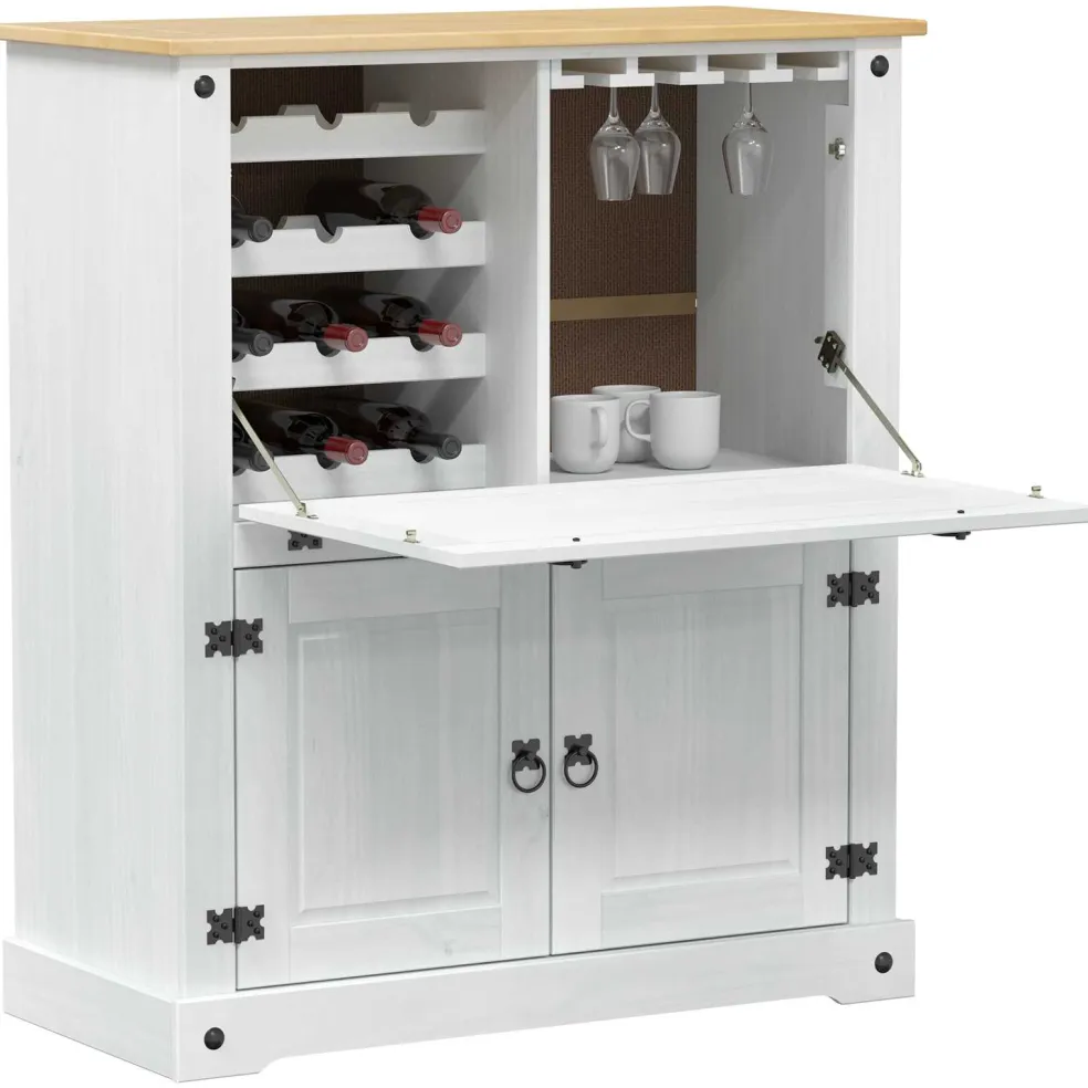 vidaXL Wijnkast Wit 97 x 45 x 114 cm Massief grenenhout