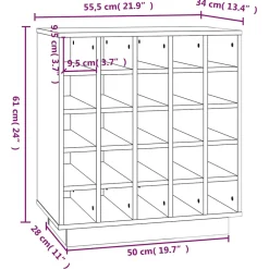 vidaXL Wijnkast 55,5x34x61 cm massief grenenhout wit