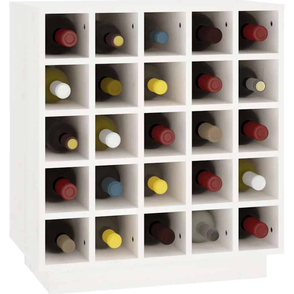 vidaXL Wijnkast 55,5x34x61 cm massief grenenhout wit