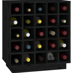 vidaXL Wijnkast 55,5x34x61 cm massief grenenhout zwart